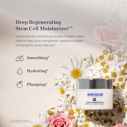 Beverly Hills MD Deep Regenerating Stem Cell Moisturizer- Brighten & Revitalize the Look of Skin on Face, Neck w/Swiss Alpine Rose Stem Cells & Hyaluronic Acid- Smooth + Plump Formula