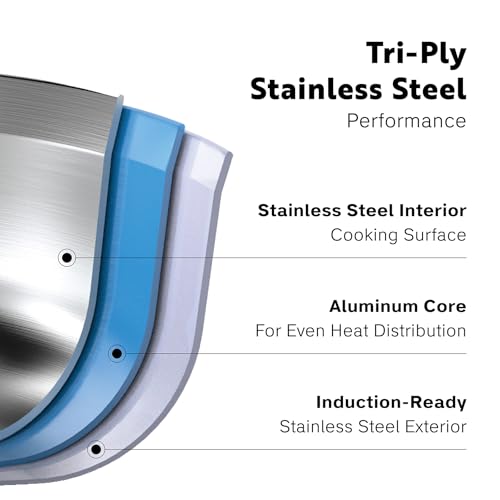 4 Quart Fully Clad Stainless Steel Stock Pot with Lid - Induction & Oven Safe