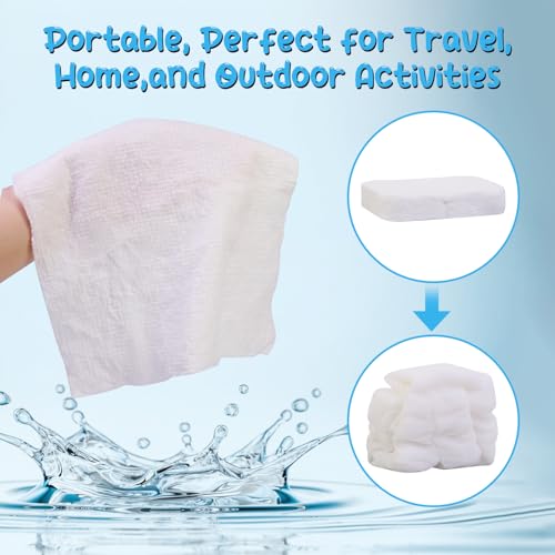 Premium Compressed Towels (50 Pack)-9.4" x 11.8", Portable Cotton Coin Tissues, Disposable Washcloths, Face Towels for Travel, Beauty, Camping, Hiking, Outdoor Activities