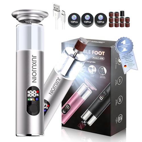 Electric Foot Callus Remover,Rechargeable Electric Callus Remover for Feet¡¼Variable 3-Speed & LED Light¡½¡¼Removes 99.92% of Calluses¡½ Portable Foot File Pedicure Kits with 30 Grit Pads-Silver