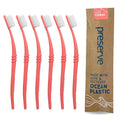 Coral Recycled Ocean Plastic Adult Toothbrush 6-Pack - Soft Bristles, Made in USA