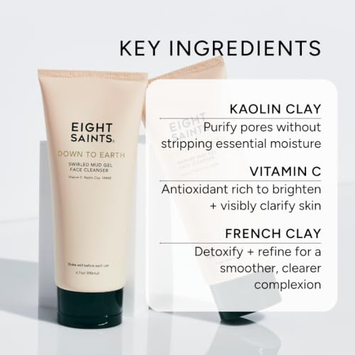 Eight Saints Down To Earth Mud Gel Face Wash 6.7 oz - Gentle Anti-Aging & Makeup Remover