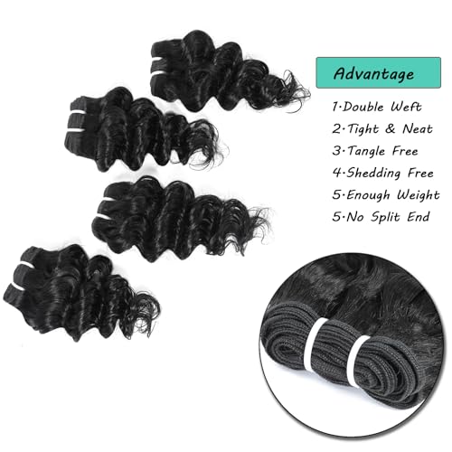 Deep Wave Human Hair Bundles - 10 Inch Natural Color Brazilian Virgin Hair for Black Women