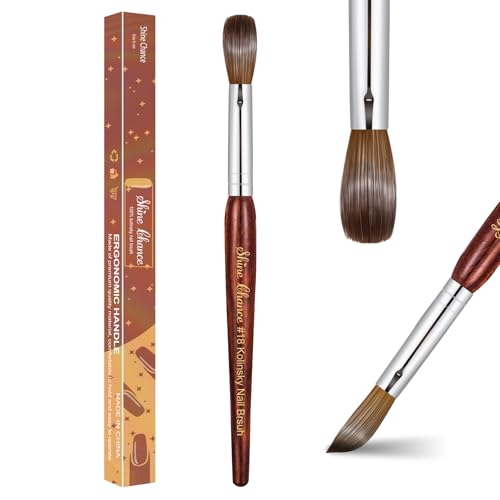 Acrylic Nail Art Brush Size 18 Brown Oval Kolinsky Hair for DIY Manicure & Extensions - Professional Tool