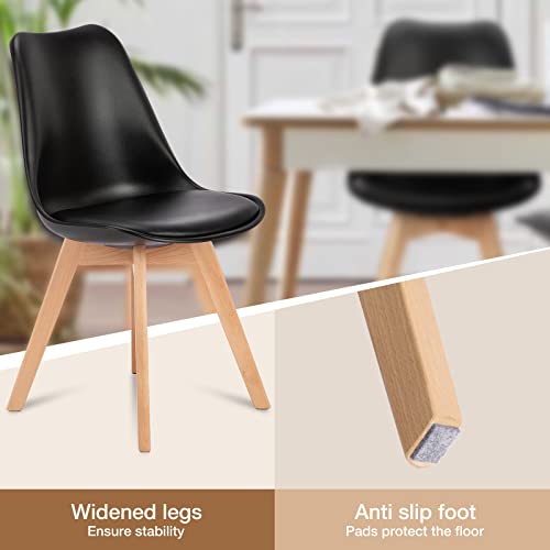 OLIXIS 8-Piece Dining Chair Set with Wood Legs and PU Leather Upholstery