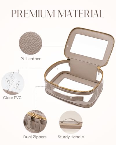 Clear Cosmetic Bag Set for Women Travel Toiletry Organizer with Handle – Stone, Mini, Small & Large