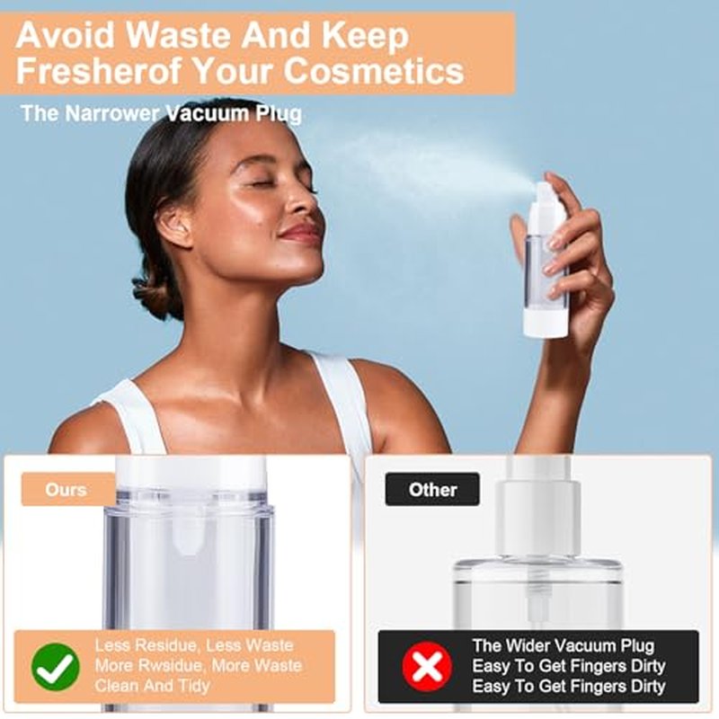 20 Pack Airless Pump Jars Set, 3.34/1.7/1/0.5/oz Refillable Travel Size Containers, Gold Travel Bottles Empty Lotion Container, Glass Jars for Toiletries Moisturizer Container