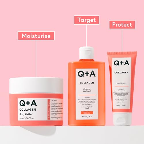 Q+A Collagen Body Oil (150ml), Nourishing Body Moisturizer with Vegetable Collagen, Immortelle Oil and Omega-9, Supports Firmness, Boosts Elasticity and Targets Stretch Marks, Vegan and Cruelty Free