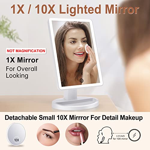COSMIRROR Lighted Makeup Vanity Mirror with 72 LED Lights & 3 Color Modes - White