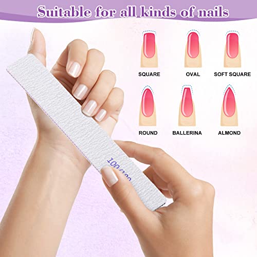 150 Pcs Double Sided Nail Files 100/180 Grit Manicure Set - Thick Handle