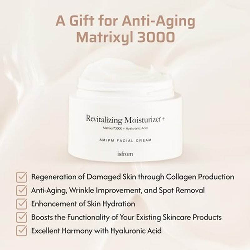 isfrom Revitalizing Moisturizer+ Cream ? Korean Anti-Aging Face Cream for Sensitive & Dry Skin, Matrixyl 3000 & Hyaluronic Acid for Firming & Deep Hydration, Vegan Skincare