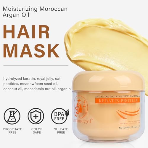Collagen & Argan Oil Hair Mask Set for Deep Repair and Smoothing - 12.15 fl oz
