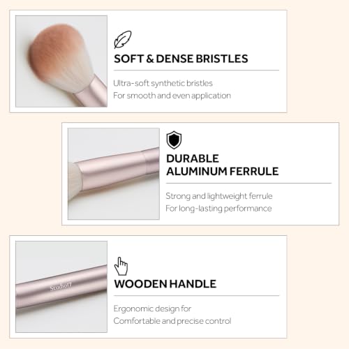 Makeup Brush Set - 15-Piece Face & Eye Cosmetic Tools in Champagne Gold