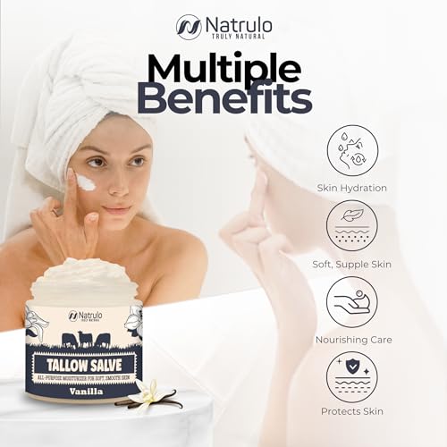 Beef Tallow Salve ? All Natural Grass Fed Beef Tallow & Honey All Purpose Balm ? Moisturizing Body Salve Great for Eczema, Cracked, Dry, Itchy, Irritated Skin ? Skin Repair Skincare Made in USA