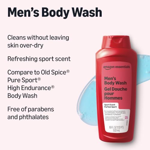 Men's Body Wash Sport Scent 18 Fl Oz Pack of 6 - Refreshing & Gentle Cleanser