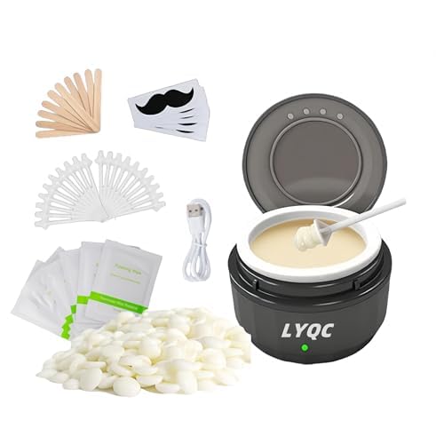 Nose Wax Kit Men, Mini Wax Warmer for Nose Eyebrow Ear Hair Removal, waxing kit with USB Fast Heat£¬including 100g Beads & 30 Sticks£¬Portable wax machine, suitable for home travel use - black