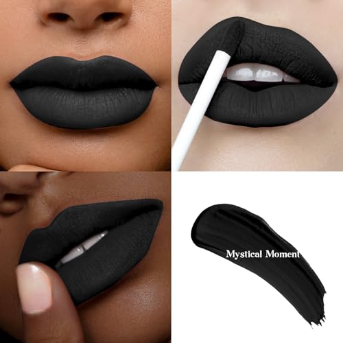 Black Matte Liquid Lipstick - Long Lasting, Smudge Proof, Transfer Resistant Lip Color, Waterproof, Non-Transfer Formula (Mystical Moment) | Long-Lasting, High-Pigment, Non-Transfer