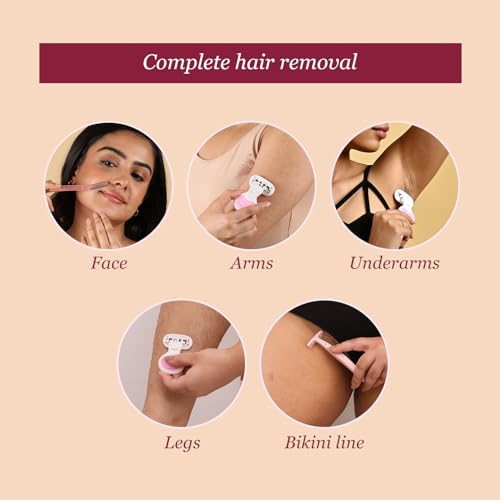 Carmesi Full-Body Shaving Combo with 3 Facial Razors + 1 Body Mini Razor + 1 Bikini Razor | Painless & Precision Face Hair Removal | Prevents Nicks & Cuts | for Smooth Shave | (5 Count)