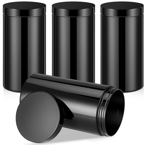 SATINIOR 12-Pack 32 oz Black Plastic Jars with Lids - Reusable Travel Cosmetic Containers for Toiletries, Lotion, Cream, Makeup, Slime, Storage