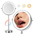 Lighted Makeup Mirror with 10X Magnification, Adjustable Height & Touch Dimming
