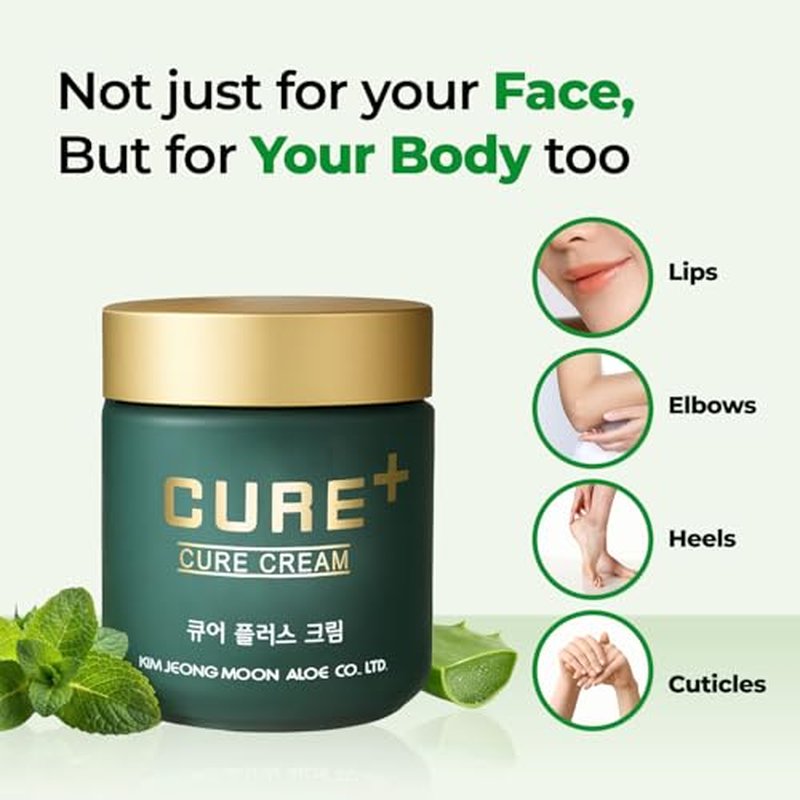 CURE Aloe Arborescens Ointment Balm, Deep Moisture Korean Body Cream for Cracked Heels, Elbows & Dry Skin, with Peppermint Oil, 2.82 fl oz.