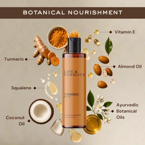 Turmeric Body Oil for Dry Skin - Pack of 2, 6.8 Fl Oz Lightweight Nourishing Moisturizer