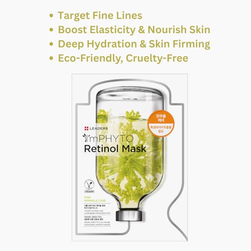 Retinol Vegan Facial Mask Pack of 10 Sheets - Anti-Aging & Fine Wrinkle Care