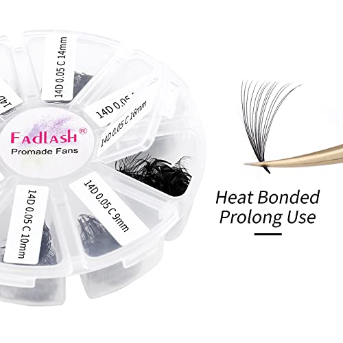Premade Eyelash Extension Fans 1000pcs 14D 0.05C Mix 9-16mm - Handmade Volume Lashes