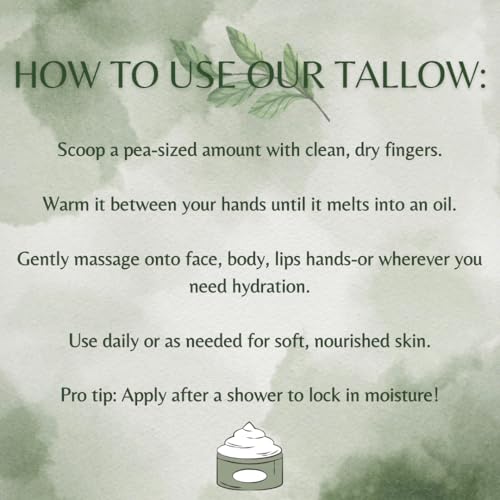 Rustic Noor - 100% Halal Beef Tallow Cream for Skin, Face, & Body. Whipped Moisturizer - 2oz Jar (Handmade in Upstate NY) (2 oz, Unscented)
