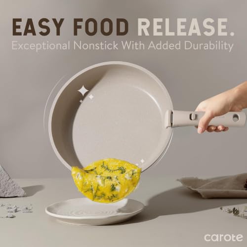Non-Stick Cookware Set with Detachable Handles, 19 Pieces - Taupe