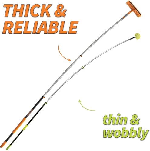 5-24 ft Window Washing Kit with Extension Pole - 30+ Foot Reach, Squeegee & Microfiber Scrubber