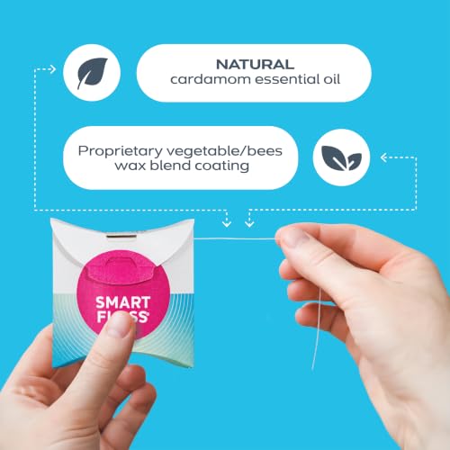 DrTung's Smart Floss Cardamom 90 Foot Expanding Natural Waxed Dental Floss Pack of 4