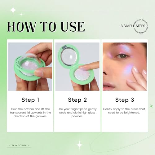 Face Highlighter Palette, Lunar Glow Highlighter Powder Makeup, Chameleon Glitter Shimmer Body Cheek Eye Highlighter, Multichrome Sparkle Holographic Color Shifting Silky Creamy Illuminator#02