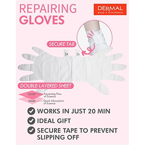 DERMAL 16 Combo Pack A Collagen Essence Full Face Facial Mask Sheet + Moistfull Silky Foot Socks & Hand Gloves Mask Combo 6 Pack