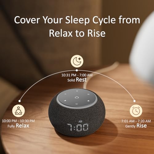 Hotmoon Luna Pro Smart Sound Machine Black Medium - 507 Relaxing Sounds & Dual Alarm