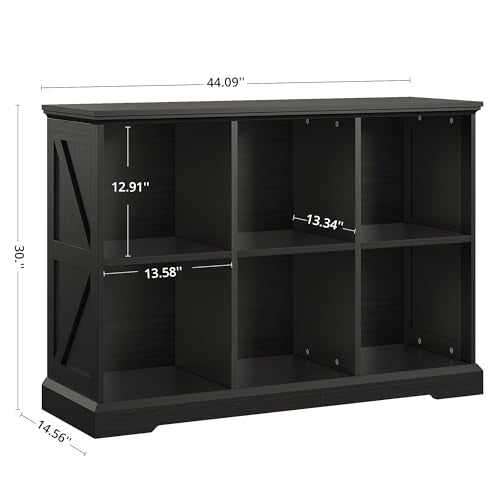 IRONCK Black 6-Cube Farmhouse Wood Storage Organizer Bookcase