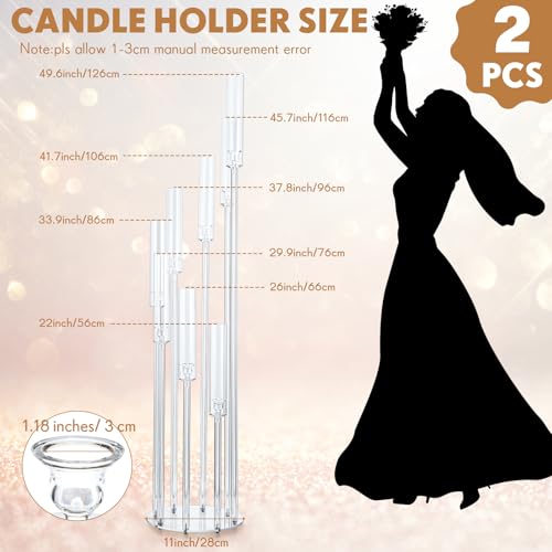 Vesici 2 Pcs 8-Arm Clear Acrylic Candelabra Centerpieces for Elegant Tables - Variation 2