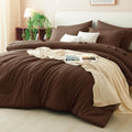 King Size Comforter Set Brown - 7 Piece Bed in a Bag, Microfiber Bedding