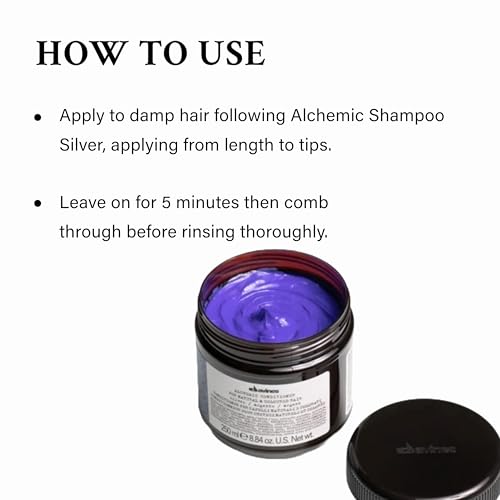 Davines Alchemic Conditioner Silver, Color Depositing Purple Cream for Platinum & Cool Blonde Hair - Neutralizes Yellow & Hydrates with Jojoba Oil, 8.45 Fl Oz