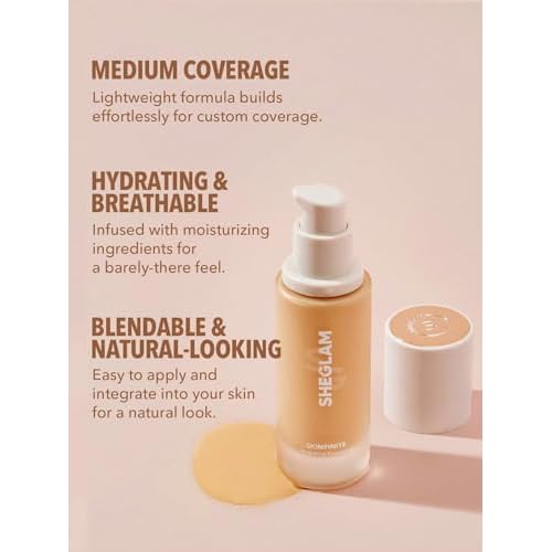 SHEGLAM Skinfinite Flawless Dewy Hydrating Foundation Full Coverage Liquid Foundation - Nude