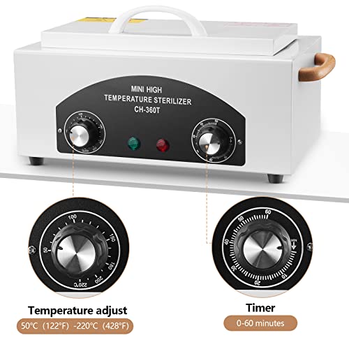 High Temperature Sterilizer Autoclave Machine 110V 300W Nail Tool Sterilizer Dry Heat Sterilizer Dental Tool Sterilizer esterilizador de manicura 1.5L Salon Equipment for Metal Tools with Handle