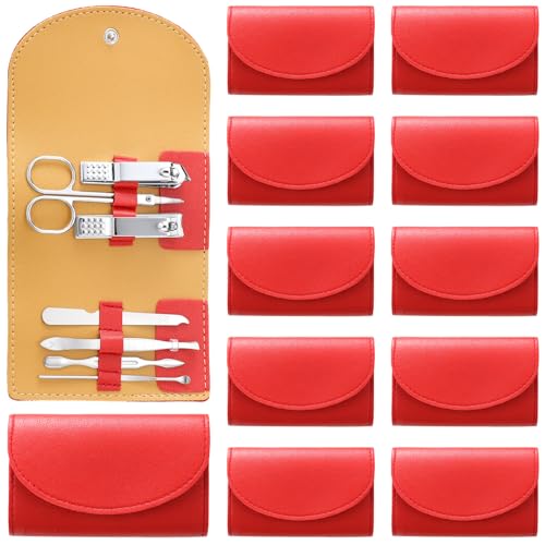Lanties Red 12-Piece Mini Manicure Set 7-in-1 Nail Clipper Kit for Hands & Feet