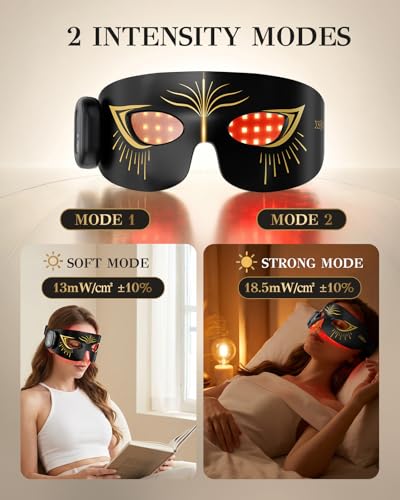 XSSNVV Black Red Light Therapy Eye Mask 630nm/850nm Cordless, 48 LEDs