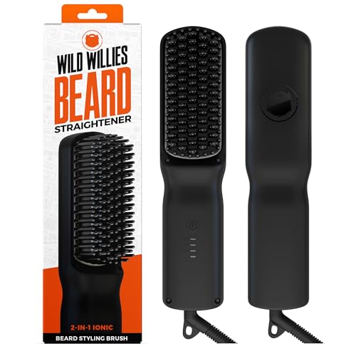 Wild Willies Beard Straightener Brush & Hot Comb - Tourmaline Ceramic, Heated Comb - Effortless Grooming