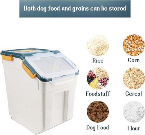 AnRui 50 lb Rice Storage Container, Airtight Flour Bucket, Blue (2 Pcs) - 25/45 lb variant