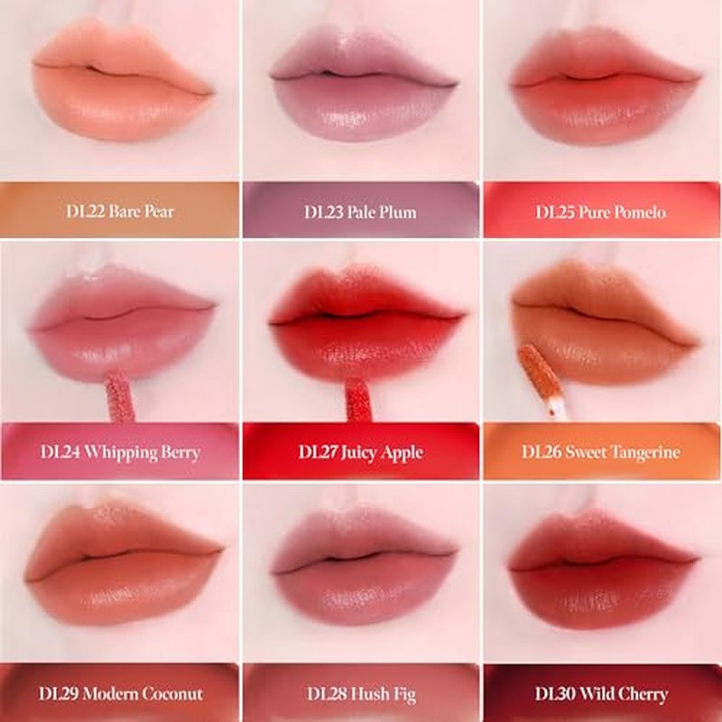 BLACK ROUGE, Double Layer Over Velvet Sweet Tangerine, DL28 Hush Fig ? Korean Sheer Glow Velvet Lip Tint, Long Lasting, Non-Smudge, Vitamin C Infused, Hydrating, Jeju Tangerine Scent