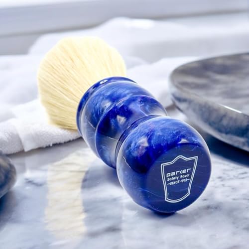 Premium Boar Bristle Shaving Brush with 24mm Knot and Blue Resin Handle