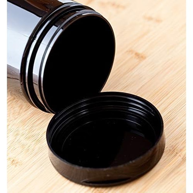 Black PET Plastic (BPA Free) Refillable Low Profile Jar with Black Flip Top Cap - 8 oz (6 Pack)