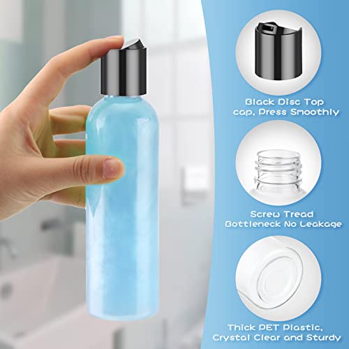 24 Pack Refillable Plastic Bottles 6.8oz with Leakproof Disc Caps