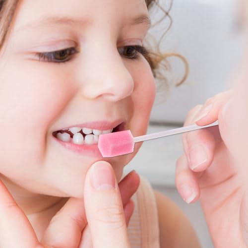 Healifty 200Pcs Pink Disposable Oral Swabs for Elderly & Baby Care